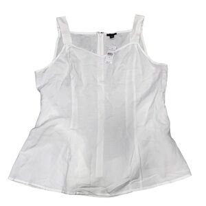 NEW Ann Taylor White Linen Blend Sleeveless Tie Waist Blouse Top size 12